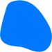 Abstrakte blaue Form mit weichen Kanten auf einem weißen Hintergrund.