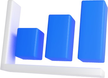 Illustration eines Balkendiagramms mit drei blauen Säulen in unterschiedlichen Höhen.