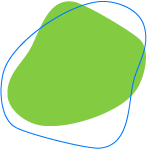 Abstrakte grüne Form mit blauer abstrakter Umrandung